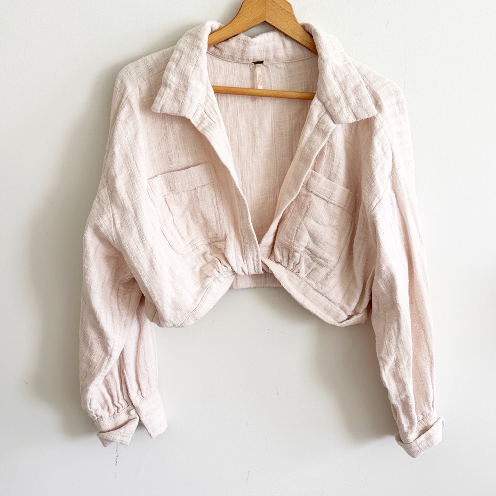 Free People Endless Summer Stay Cool Cropped Wrap Top Beige medium cotton - Picture 2 of 5